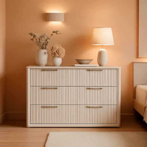 Bedroom Dresser with 6 Deep Wide Large Fluted Drawers for Closet