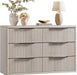 Bedroom Dresser with 6 Deep Wide Large Fluted Drawers for Closet