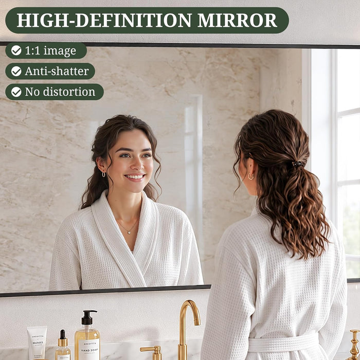 Bathroom Mirror for Wall, 48X30 Inch HD Tempered Glass Vanity Mirror