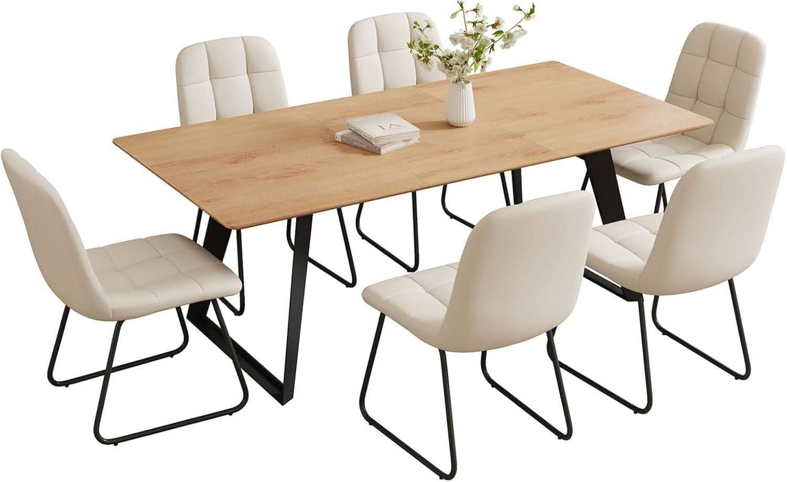 67" Expandable Dining Table Set with Chairs – Modern Rectangular Wooden Table, Space-Saving Multifunctional Furniture for Kitchen, Apartment, or Small Dining Room