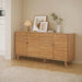 Jope Wooden Sideboard Cabinet, Large Sideboard Buffet Cabinet, Living Room Accent Storage Cabinet with Adjustable Shelves,Kitchen Cabinet Organizer for Coffee Bar,Natural Brown