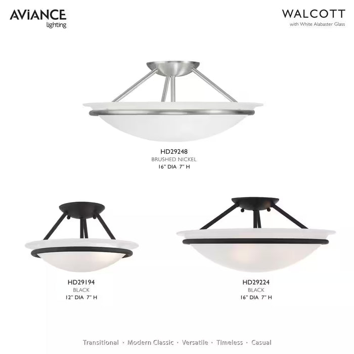 Walcott 3-Light Ceiling Brushed Nickel Incandescent Semi-Flush Mount