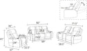 Breathable Leather Power Recliner Sofa Set, 3 Piece Living Room Furniture Set, Electric Reclining Couch Loveseat Chair with Cup Holders, LED Light, USB Port and Storage for Home Theater (Blue-Gray)