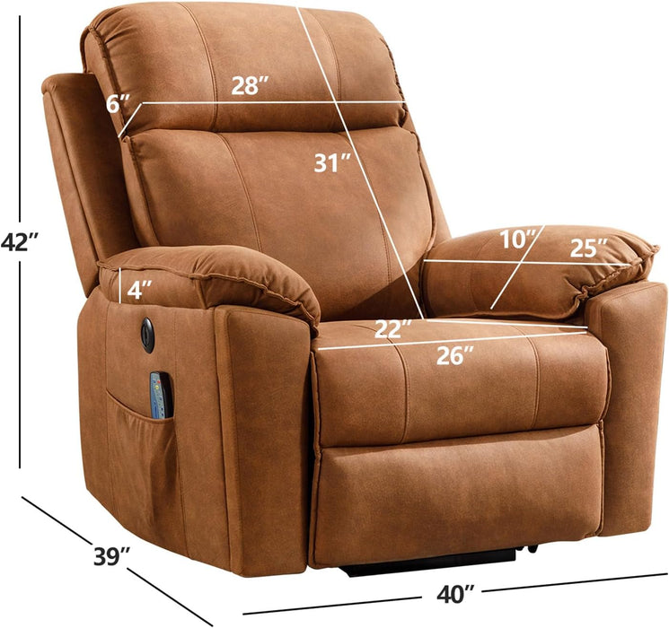 Brown Power Recliner with Massage & Heat