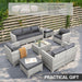 Patio Furniture Set 7 Piece Grey Wicker Outdoor Conversation Sets PE Rattan Sectional Sofa with Storage Coffee Table and Anti-Slip Grey Cushion