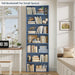 82" Tall Bookshelf Bookcase, 7-Tier Open Display Shelves, Blue