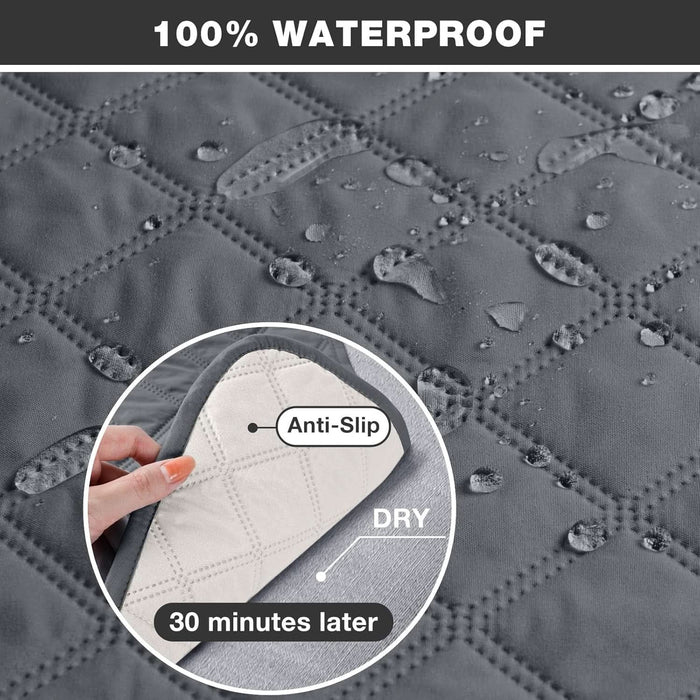 100% Waterproof Recliner Couch Covers, Recliner Sofa Covers with Leg Straps, 1-Piece Washable Reclining Sofa Cover with Pocket Couch Protector for Pets Kids(3 Seater, Dark Grey)