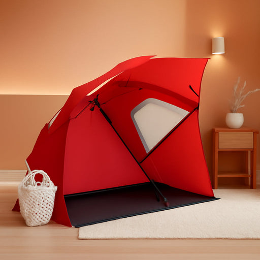 Premiere UPF 50+ Umbrella Shelter for Sun and Rain Protection (8-Foot, Red)