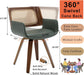 Set of 4 Dining Room Chairs with Arms - Swivel Cane Dining Chairs with Ergonomic Rattan Back, Walnut Bentwood Frame, Curved Arms, Versatile for Restaurant/Living Room/Kitchen (Walnut Green)