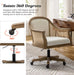 Rattan Desk Chair, Vintage Upholstered Home Office Chair, Ivory