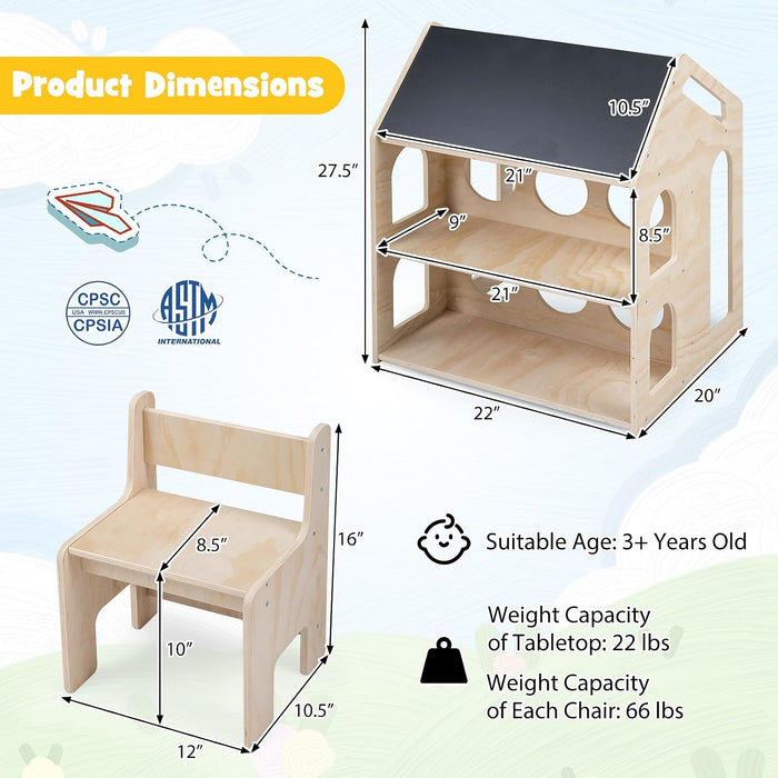 Playhouse Shaped Toddler Table And Chair Chalkboard