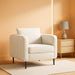 Modern Velvet Accent Chair, Single Sofa Chairs Armchair with Square Arm, Upholstered Accent Chairs for Living Room, Bedroom, Apartment (Beige Chair)