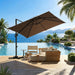 Large Cantilever Patio Umbrella, 10 Ft X 10 Ft Heavy Duty Aluminum Cantilever Offset Outdoor Umbrella with 360-Degree Rotation for Backyard, Deck, Pool, Tan