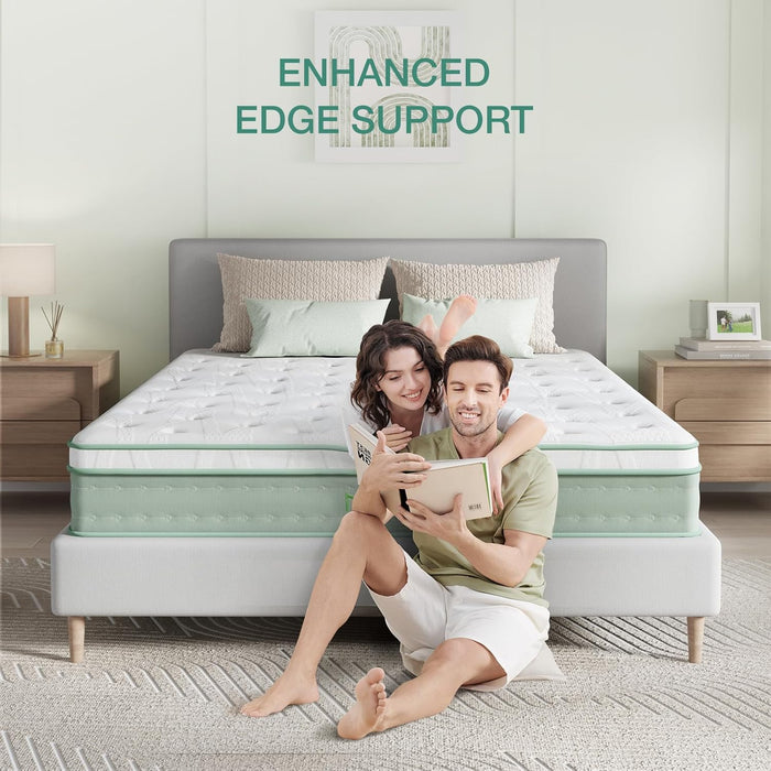 Queen Mattress, 12 Inch Hybrid Mattress, Gel Memory Foam with Individual Pocket Springs for a Peaceful Sleep, Queen Size Mattresses with Quilted Cover