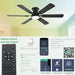 56 Inch Ceiling Fans with Lights, Black Flush Mount Ceiling Fan with Light and Remote/App Control, 3CCT, RGB, Dimmable, Noiseless, Low Profile Ceiling Fan for Bedroom, Patio, Indoor/Outdoor Use