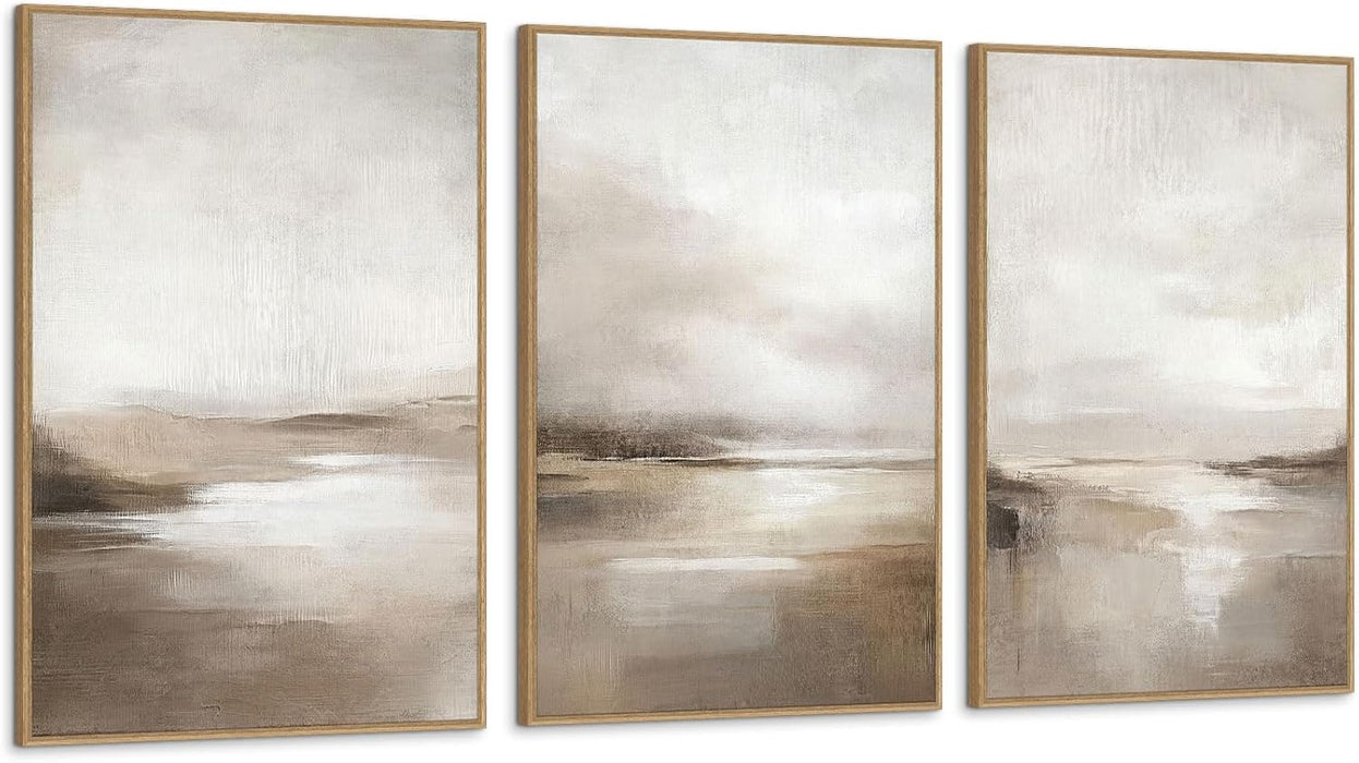 Neutral Abstract Landscape Canvas Art 24x36 Inches