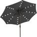 9FT Outdoor Patio Umbrella with Solar Lights, LED Lighted Pool Umbrella with Tilt and Crank, Outdoor Table Umbrellas for Deck, Yard & Market (Dark Gray)