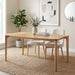 Mid-Century 63" Oak Color Dining Table with Curved Edges | Modern Solid Wood Legs Rectangular 6-Person Kitchen Table for Dining Room Living Room