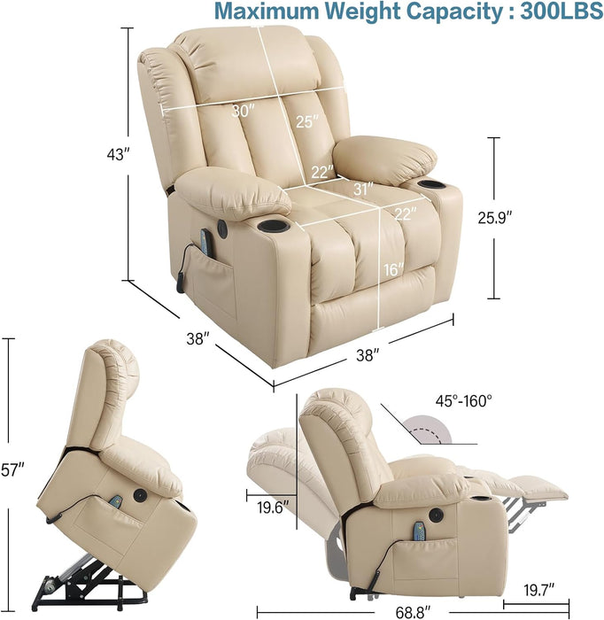 Power Lift Recliner with Massage, Heat, and USB