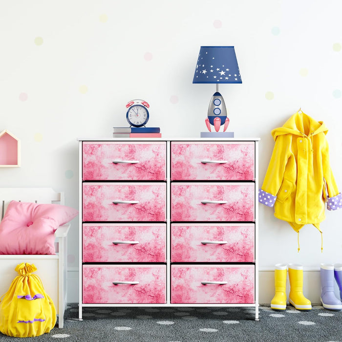 pink storage dresser Garvee 6 Drawer Dresser Pink Modern Large Chest of Drawers for Bedroom Nursery Closet 47.2" Wide
