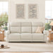 Genuine Leather Power Recliner Sofa, 3 Seater Wall Hugger Reclining Sofas with Power Headrest, USB & Typec Ports, Electric Recliner Couch Set for Living Room, Cream