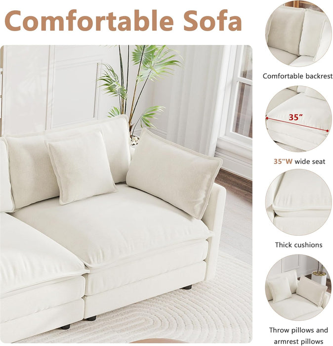 Beige Chenille 111.5 Inches Modular Sectional Sofa