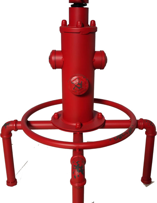 Aged Antique Vintage Industrial Barstool Solid Wood Water Pipe Fire Hydrant Design Cafe Coffee Industrial Bar Stool Set of 2 Antique Red