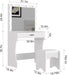 Vanity Desk with Mirror and Lights, Vanity Set Makeup Vanity Table with Adjustable Lights One Drawer Storage Makeup Table with Stool Vanity Desk for Bedroom (White)