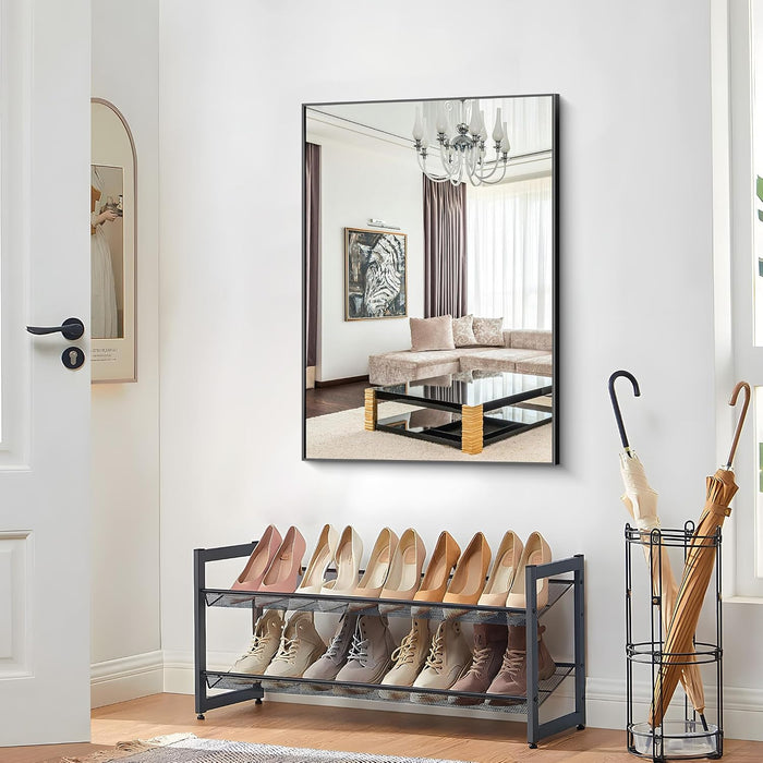 36X48 Inch Black Rectangle Mirrors for Wall, Large Bathroom Mirror for over Sink, Black Framed Rectangular Mirror for Living Room Bedroom Bathroom, Hangs Horizontally or Vertically
