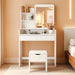 Vanity Desk with LED Light Mirror and Charging Station 30.3In, Small Vanity Set with 4 Storage Shelves 2 Drawers, Vanity for Girls Women with Storage Stool, Vanity Table for Bedroom (White)