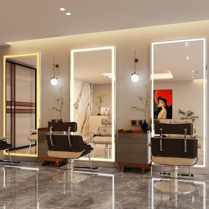 LED Full Length Mirror with Light, 71"X32" Lighted Full Body Mirror with Stand, Dimmable & 3 Color Lighting Standing/Leaning/Wall Mounted Vanity Mirror for Bedroom Cloakroom Livingroom(Rect)