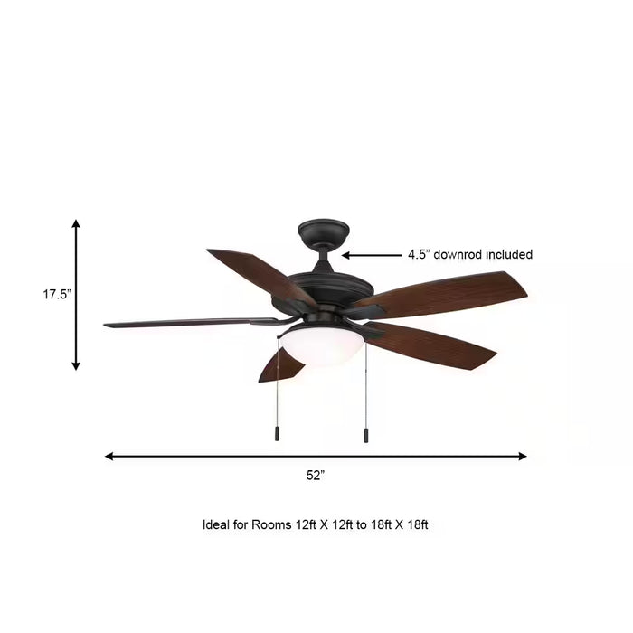 Gazebo III 52 In. Indoor/Outdoor Wet Rated Natural Iron Ceiling Fan with LED Bulbs Included