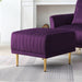 Living Room Ottoman Black Velvet Channel Tufted to Combine with Sectional Sofa or Armchair, Purple