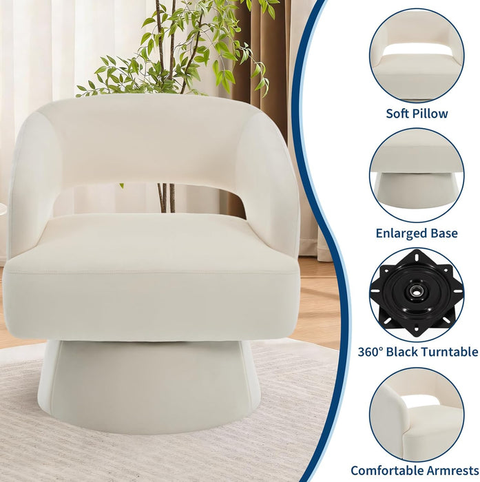 Beige Velvet 360 Swivel Oversized Designer Armchairs