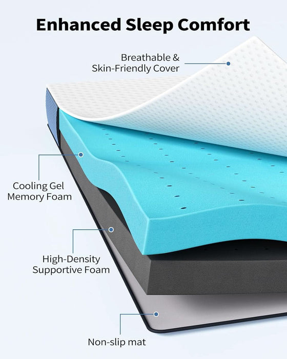 3 Inch Firm Mattress Topper Queen Size, Cooling Gel-Infused & Bamboo Charcoal Memory Foam Bed Topper for Pain Relief, High-Density Mattress Pad with Removable Cover, Certipur-Us Certified
