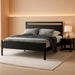 14 Inch Queen Size Metal Platform Bed Frame with Wooden Headboard and Footboard, Mattress Foundation, No Box Spring Needed, Large under Bed Storage, Non-Slip without Noise, Black Oak