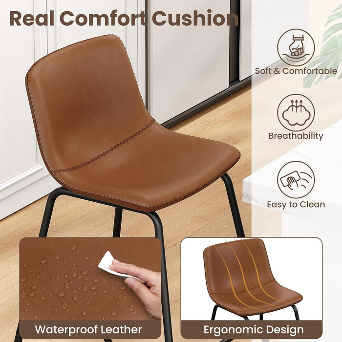 Bar Stool Set of 3, 26" Urban Faux Leather Counter Stool, Dark Brown