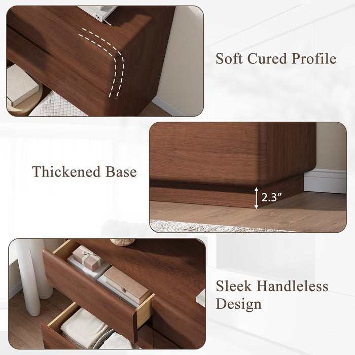 Walnut 6 Drawer Dresser for Bedroom, 47" Wide Chest of Drawers