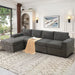 132" Oversized Sectional Sofa, 4 Seater Couch with Ottoman for Living Room, Microfiber, Gray