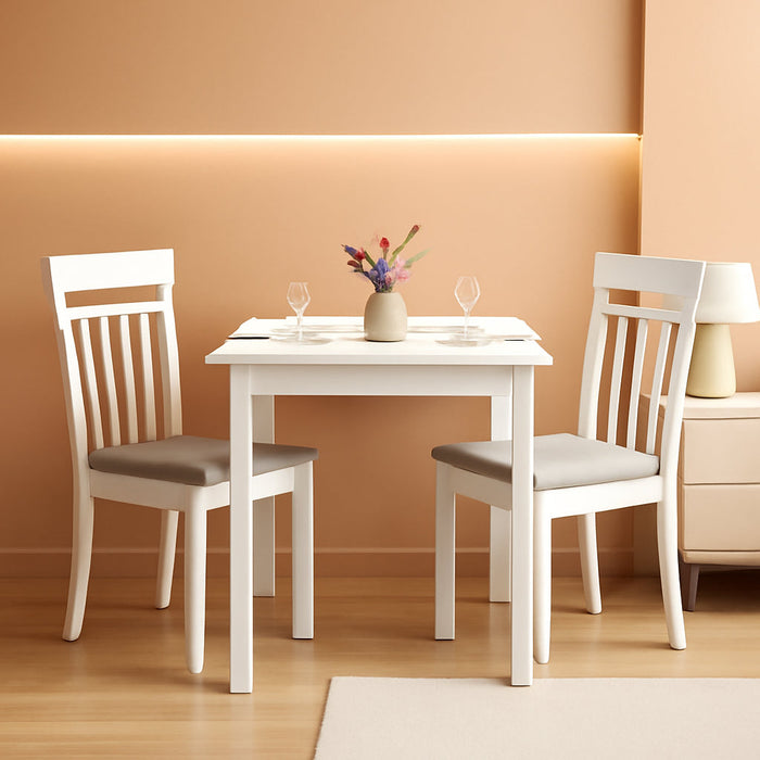 Square Wooden Dining Table in White Finish