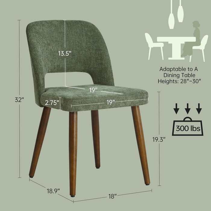 Wooden Dining Chairs Set of 4, Fabric Dining Room Chairs, Green