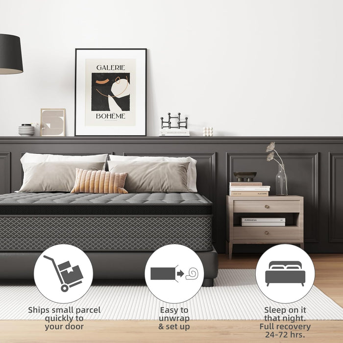 Full Size 14 Inch Hybrid Mattress MemoryFoamComfort