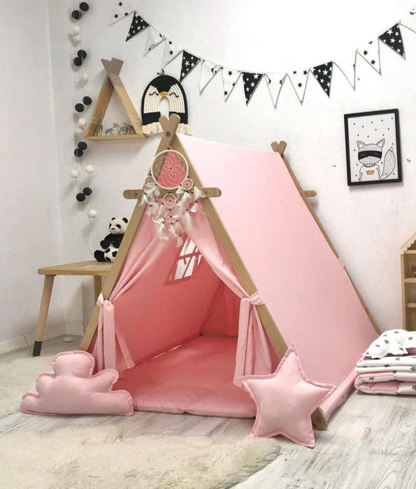 Sleepover Tent for Girls, Glamping Party Playhouse, Spa Pink Pop up Kids Tent, Indoor Teepee, Tipi Tent, Toddler Play Tent, Birthday Gift