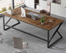 Large Rustic Brown Computer Desk, 78 Inch Long Wood Home Office Desk