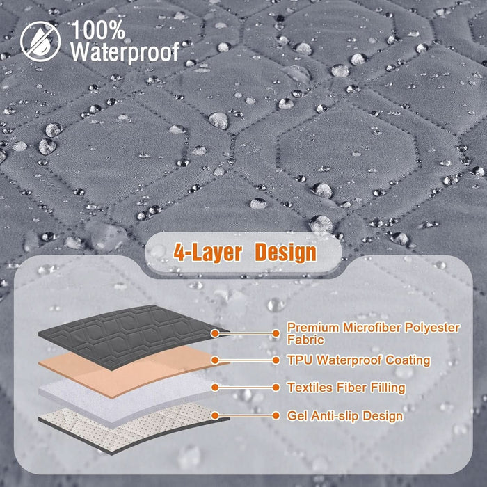 Waterproof Recliner Couch Covers, Sofa Covers 1-Piece Washable Reclining Sofa Cover Non-Slip Furniture Protector with Elastic Straps Pocket for Dogs, Pets(Dark Gray,3 Seater)
