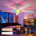 Ceiling Fans with Lights, 52'' Smart RGB Ceiling Fan with Remote/App/Alexa Control, Flush Mount, Reversible DC Motor, 5 Blades, 6 Speeds, 3CCT, Dimmable, Noiseless, Bedroom, Living Room, White