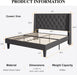 Queen Size Platform Bed Frame with Upholstered Headboard and Wingback, Button Tufted Design, Easy Assembly, No Box Spring Needed, Dark Grey