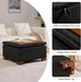 30" Faux Leather Square Storage Ottoman with Wooden Tray, Modern Tufted Button Footstool Coffee Table, Upholstered Large Ottoman for Living Room, Bedroom, Black