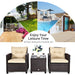 3 Pieces Rattan Patio Furniture Set with Washable Cushion