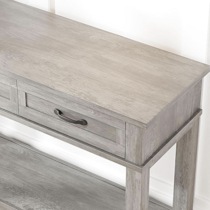 Grey Console Table with 3 Drawers & Open Storage Shelf – 2-Tier Entryway Sofa Table – Suits Living Room, Hallway, Foyer, or behind Couch – Color: Grey